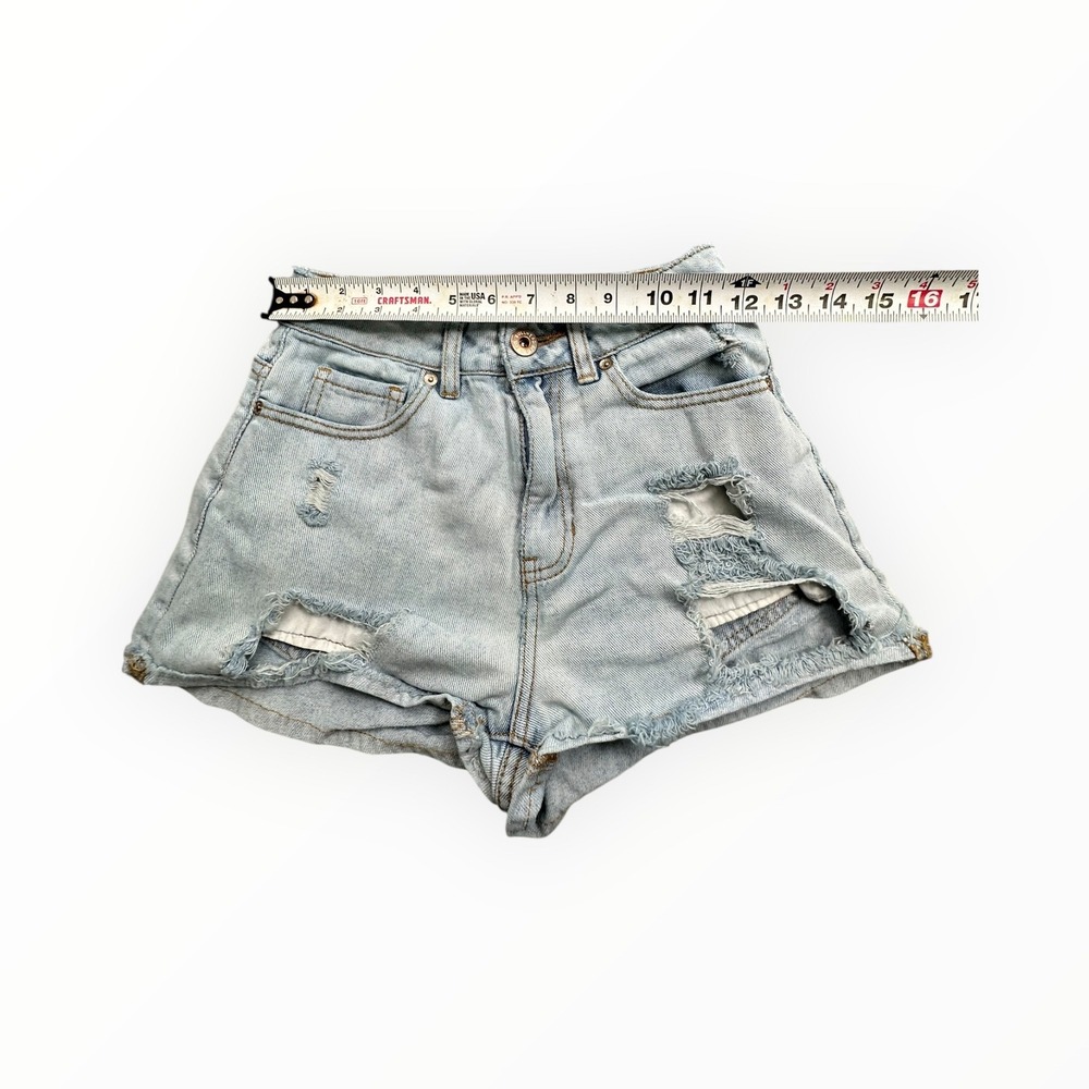 Bullhead Denim Co Shorts Womens 1 Light Wash Mom Short Distressed High Rise 3414 - Picture 5 of 8